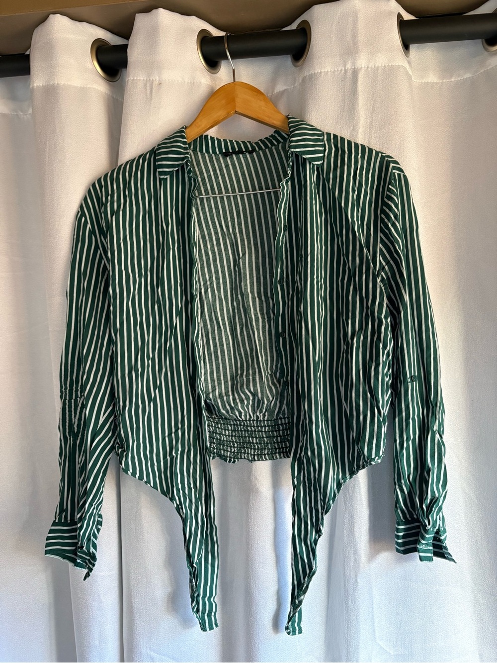DYNAMITE // Green and White Striped Button-Up Shirt